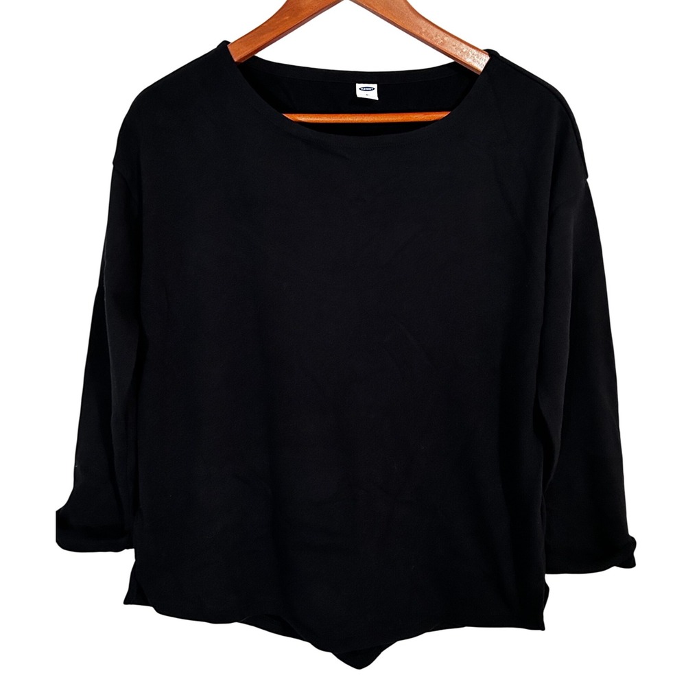 Old Navy Long Sleeve Shirred Tee Black Jack Women's Size Medium